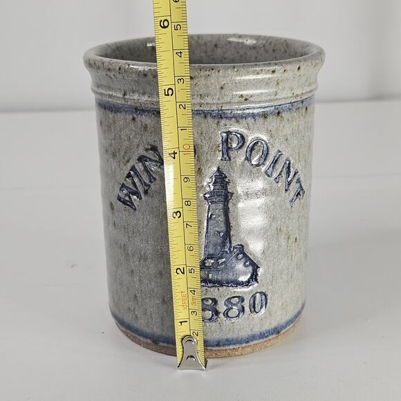 Vintage Salt Glaze Stoneware Utensil Crock Pottery Salt Glaze 5.5" Marked 84ZP - Picture 9 of 9